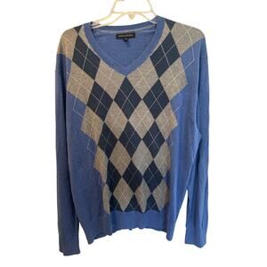 ⭐️ Men’s Banana Republic Argyle Silk / Cashmere Blend Sweater Size XL Preppy